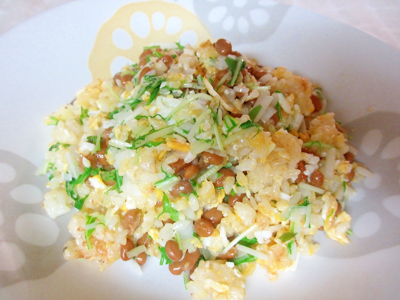 水菜と納豆の卵チャーハン