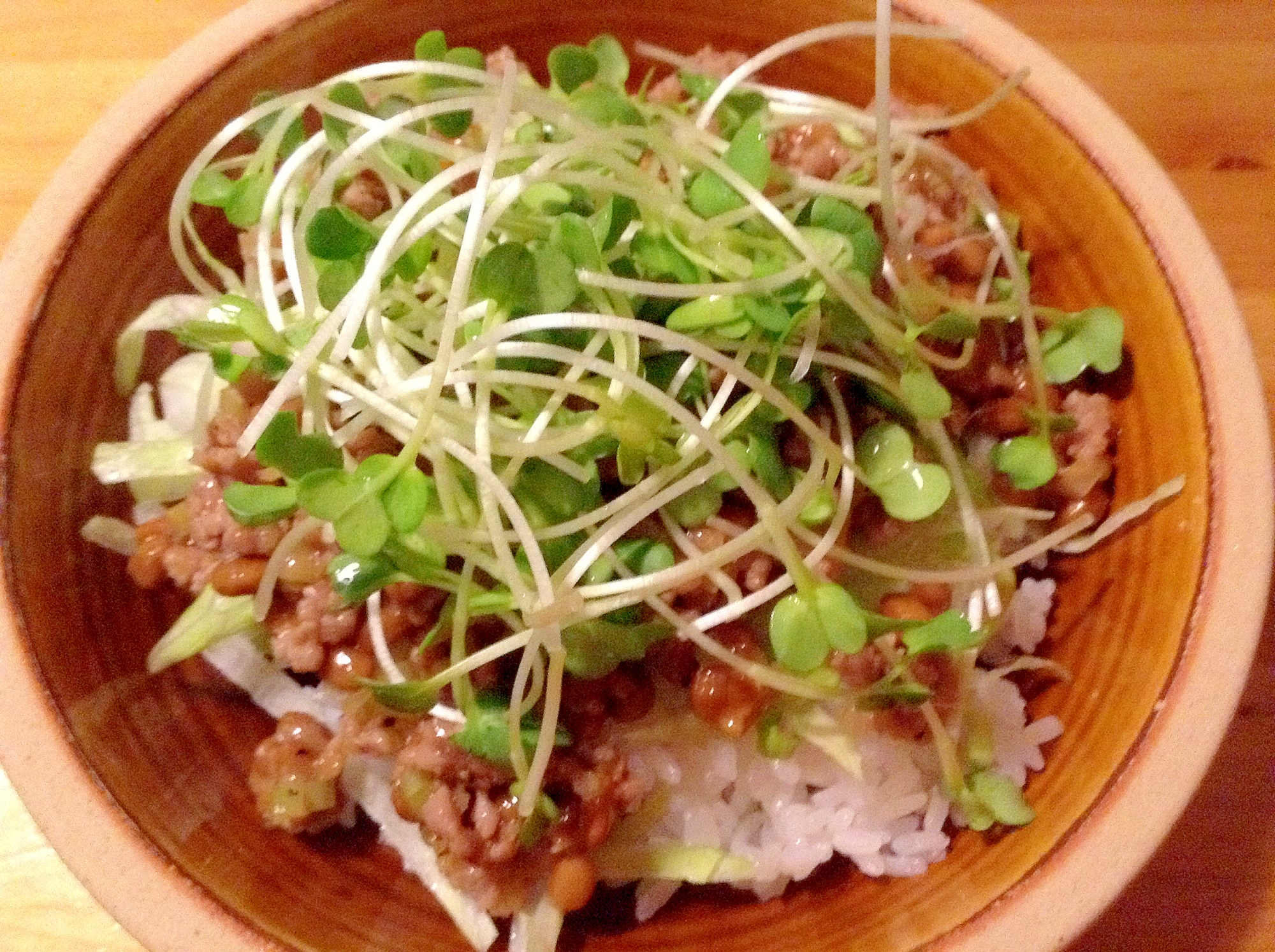 ご飯が進む美味しさ！！納豆と豚ひき肉の丼