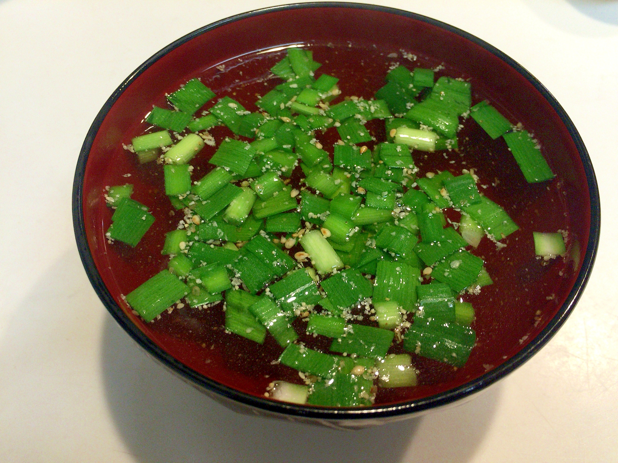 超超簡単☆あっさり胡麻ニラ醤油スープ