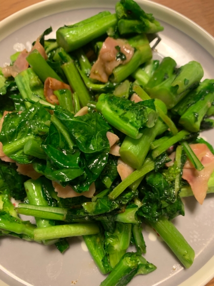 菜の花のベーコン炒め