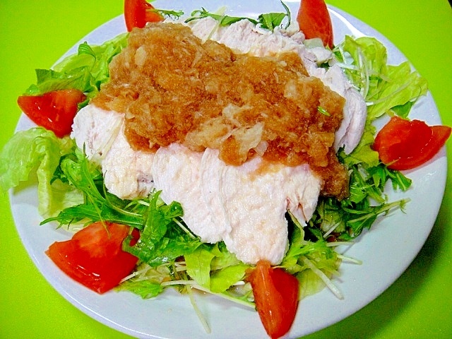 茹で鶏のサラダ ポン酢おろしソース レシピ 作り方 By Mint74 楽天レシピ