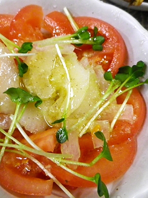 トマトセロリの生姜サラダ