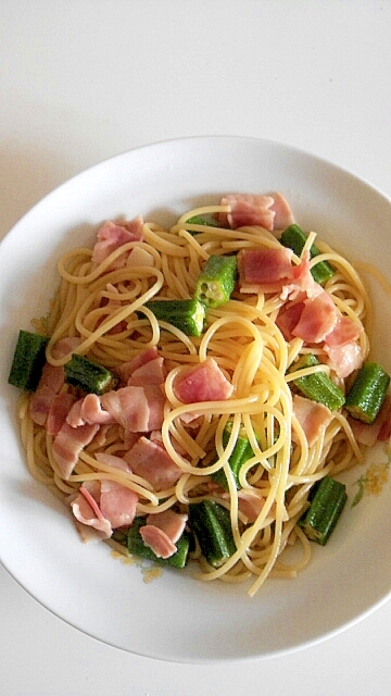 オクラとベーコンのパスタ レシピ 作り方 By Kkikk 楽天レシピ