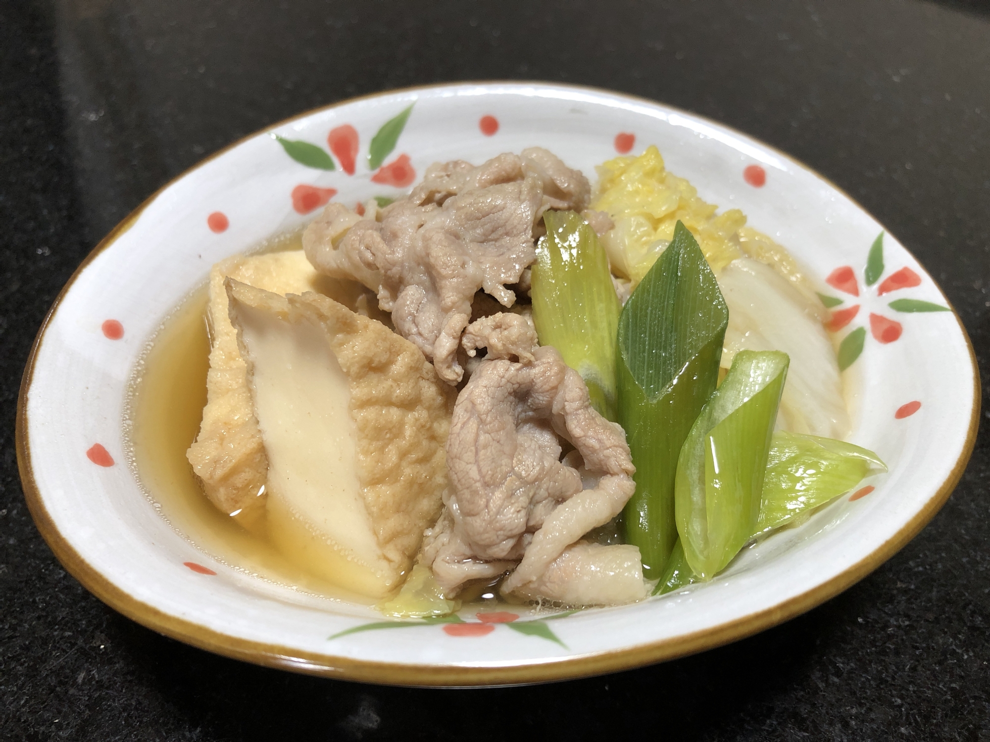 絹厚揚げと豚肉、白菜のやさしい煮物