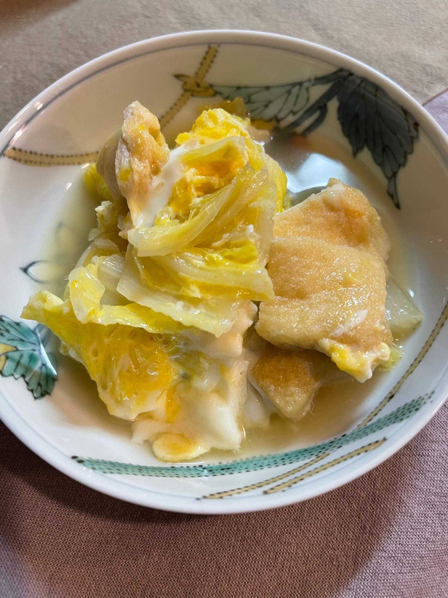 白菜と小揚げの卵とじ煮