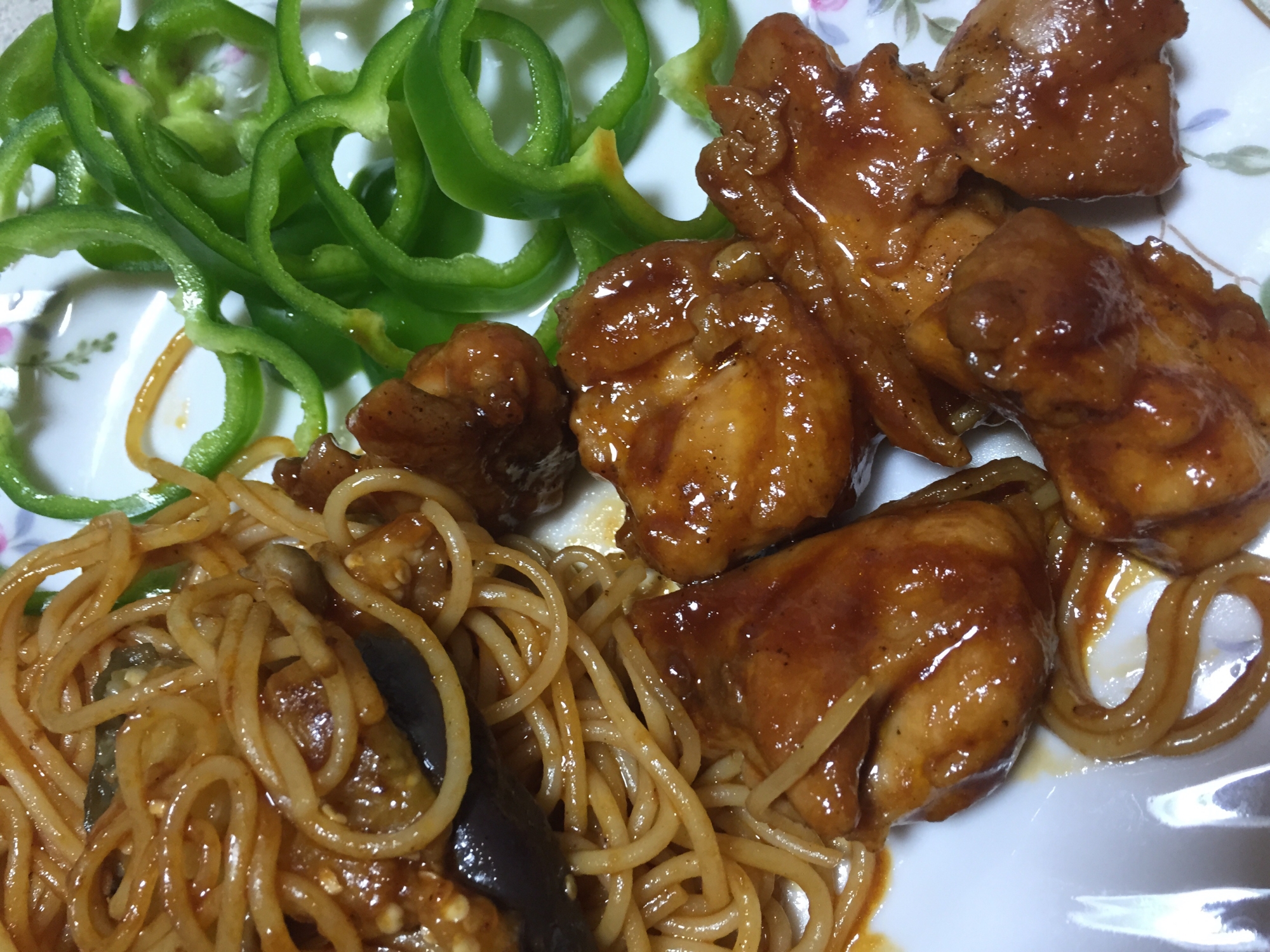 鳥肉のタレ焼き&パスタ