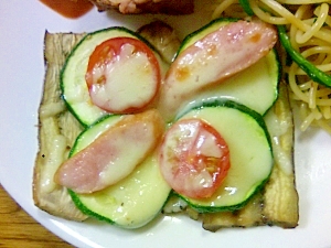 オーブントースターで夏野菜のかさね焼き