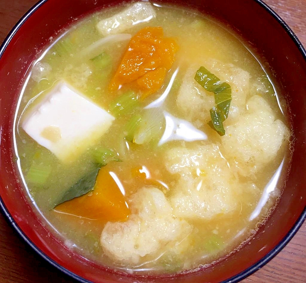 かぼちゃ➕玉ねぎ➕豆腐➕油揚げの味噌汁