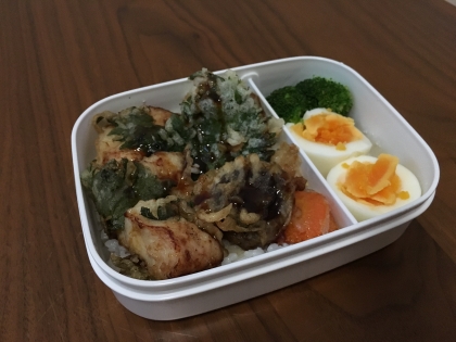 天ぷらの残りを天丼弁当にしました★簡単で美味しいタレでした！