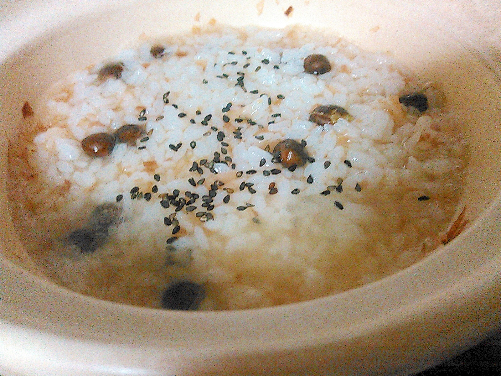 小豆と黒ごま梅干の雑炊