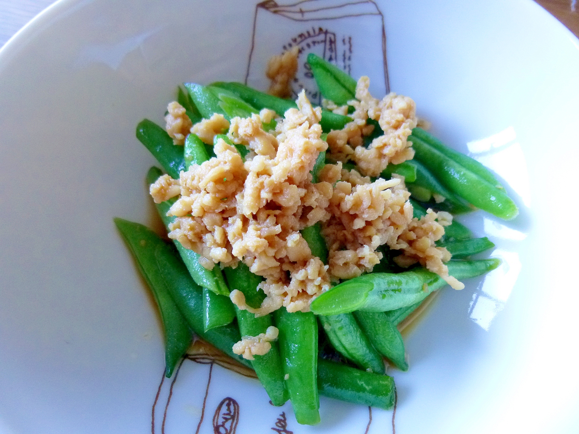 インゲンと鶏ミンチの煮物