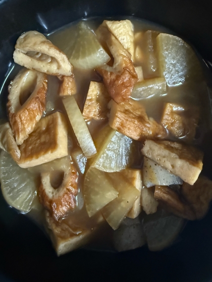 大根が染みておいしかったです。
こんにゃくが余ってたので入れてみました。
レシピありがとうございました。