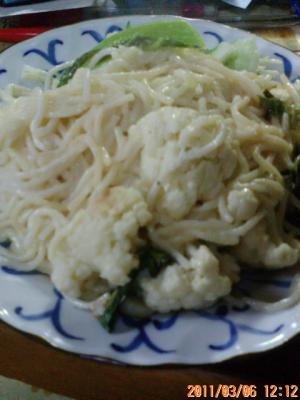 超簡単！！カリフラワー入りパスタ【辛子マヨネーズ】