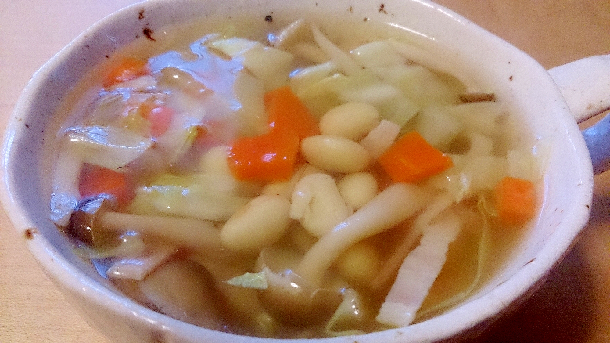 水煮大豆を使った豆スープ