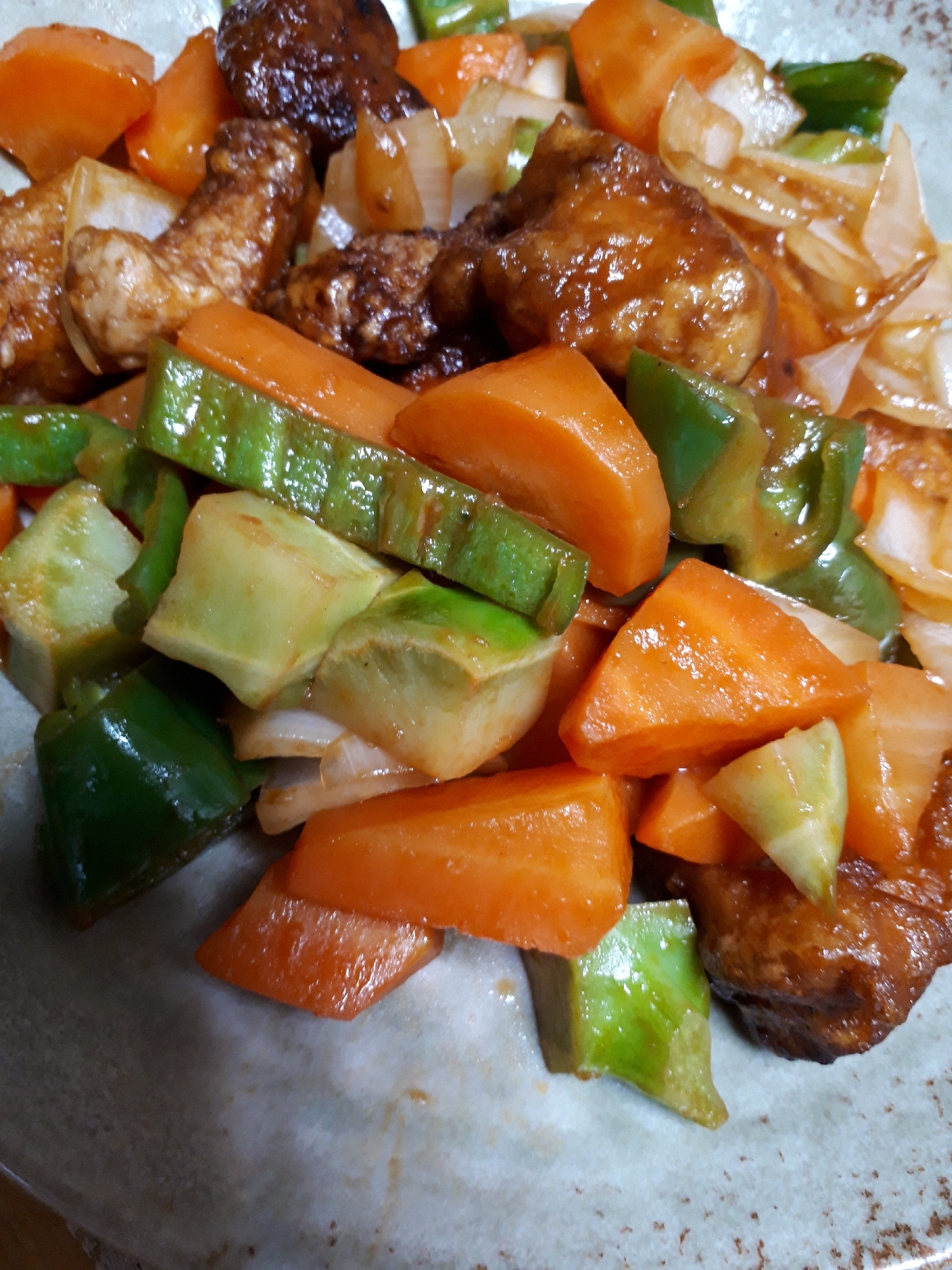 野菜と鶏むね肉のケチャップ炒め