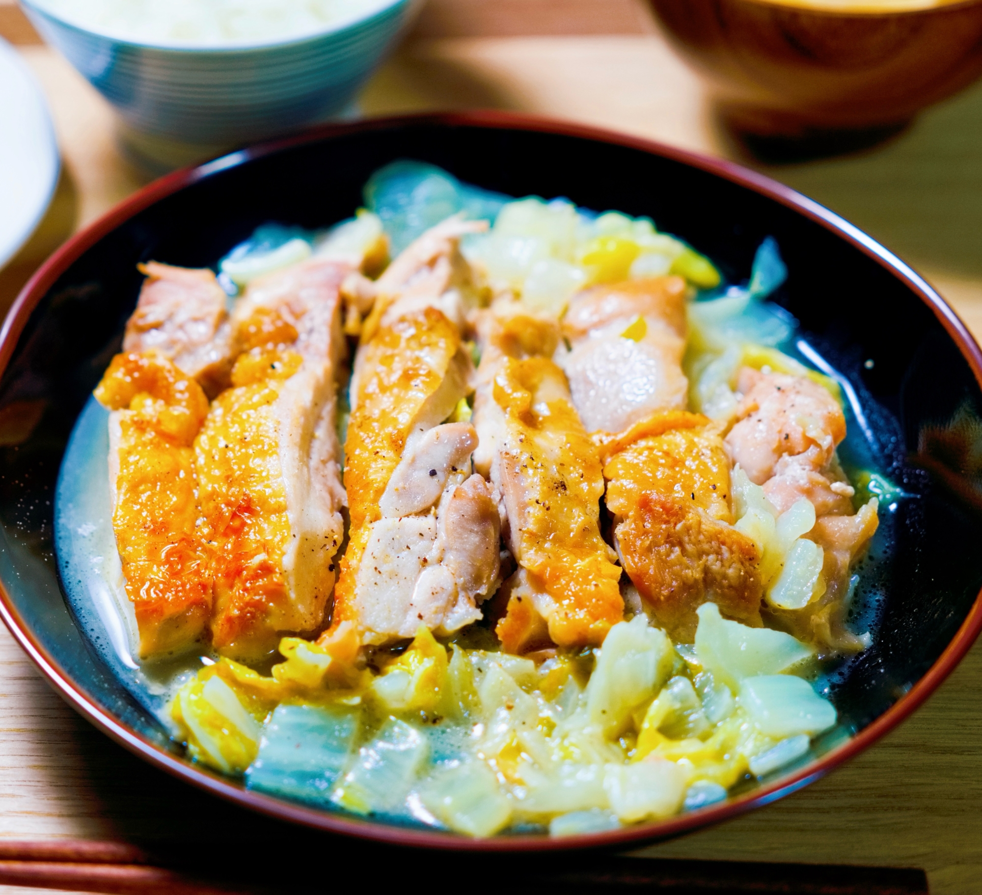 鶏もも肉と白菜の塩焼き蒸し【和食・主菜】