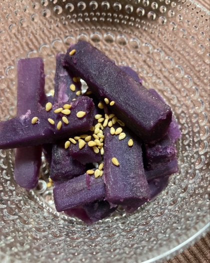 紫芋でお芋スティック・大学芋風