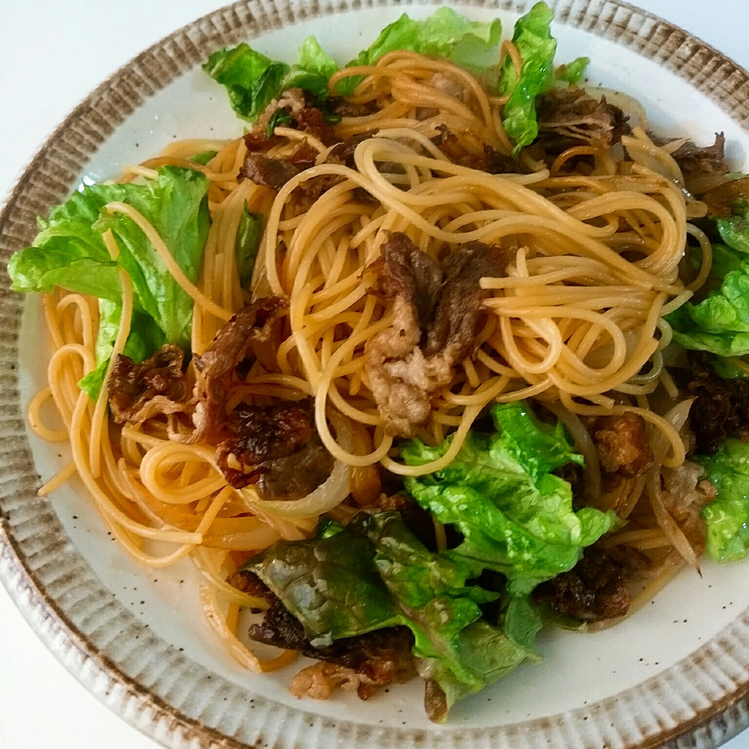 牛肉バター醤油パスタ