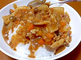 しめじと大根とひき肉のカレー