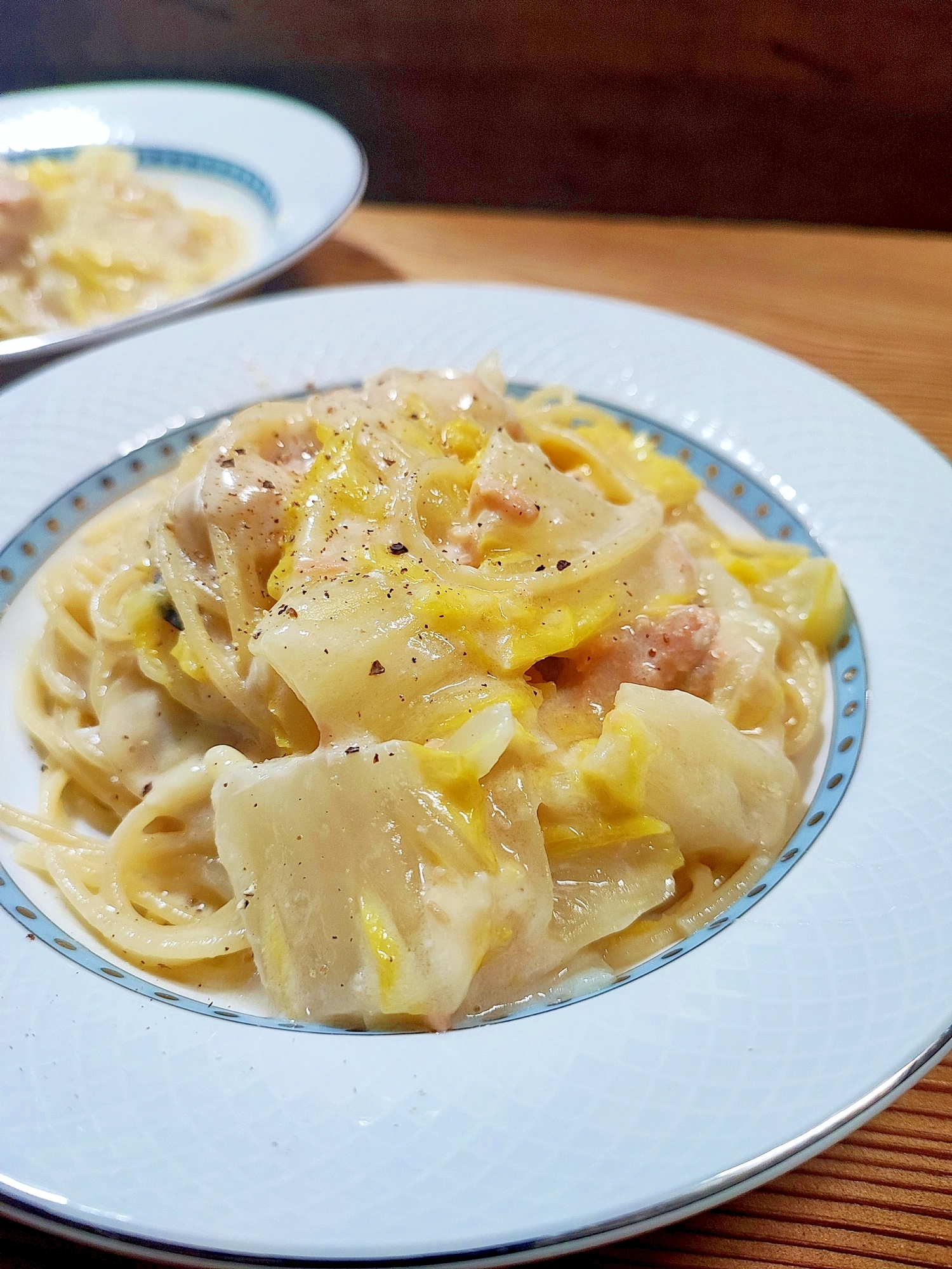 白菜とツナのクリームパスタ