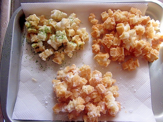 切り餅の残りで おやつあられ 3つの味 レシピ 作り方 By アルプスの乙女 楽天レシピ