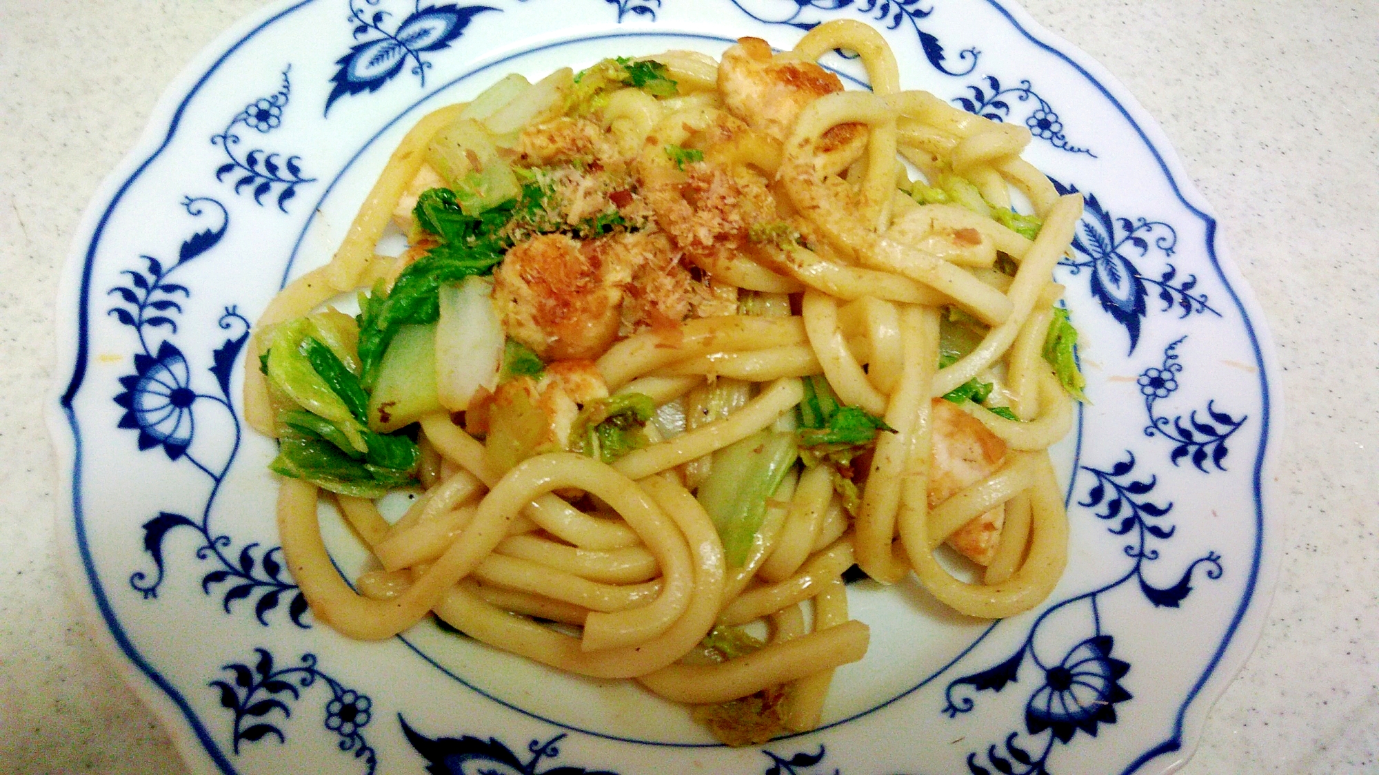 鶏と白菜の焼きうどん