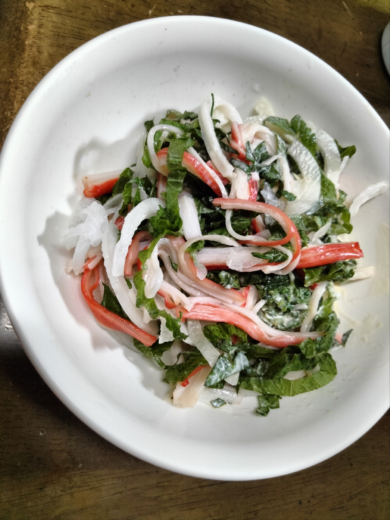 新玉ねぎ大葉カニカマのマヨサラダ