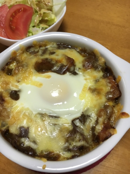 昨日のカレーを今日はドリアにしました！
実は今日のために多めに作ったのです(^_^)v
ご馳走さま〜