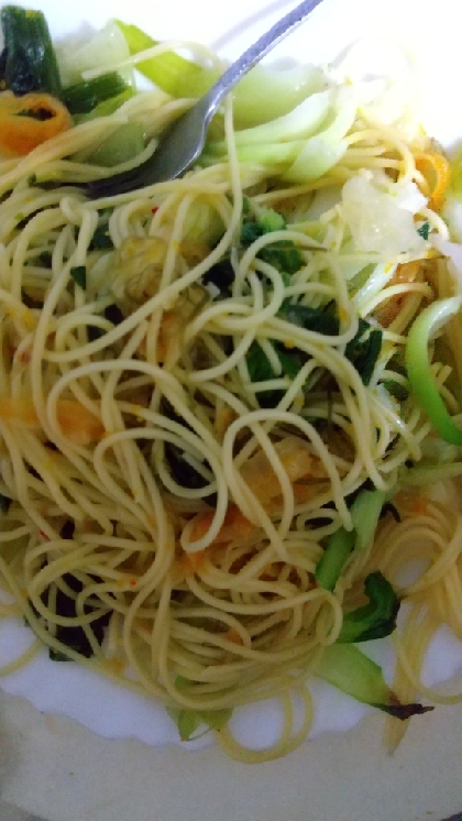 カラスミと小松菜のスパゲッティ