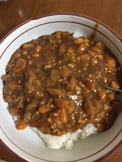 カレーの残りで簡単キーマカレー