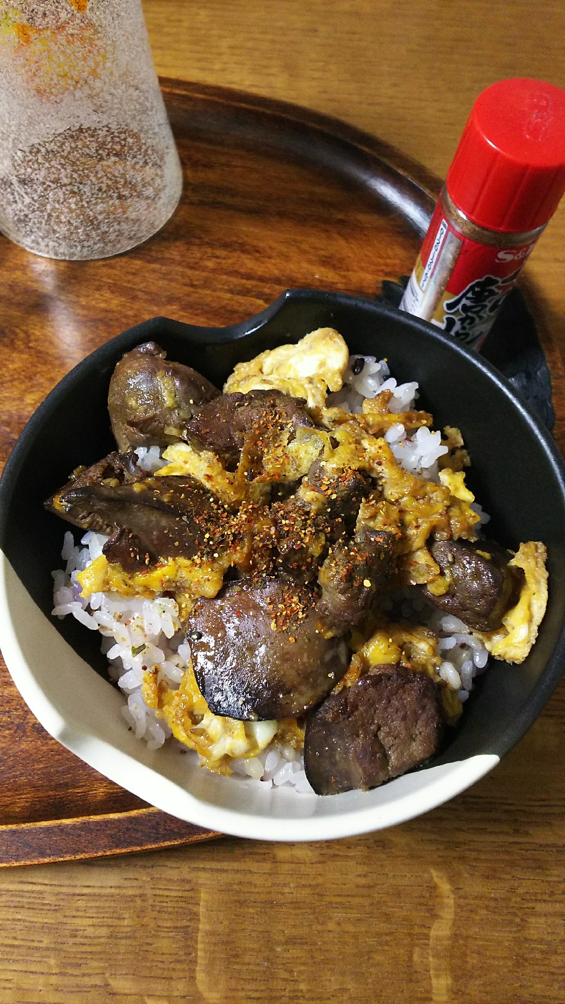 鶏レバーの卵とじ丼