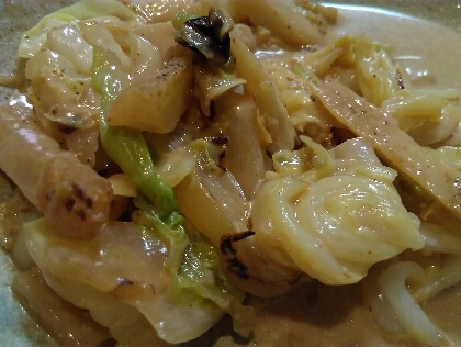 長芋とキャベツの中華炒め