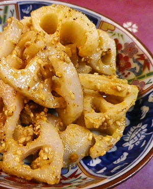 レンコンの味噌ゴママヨ炒め