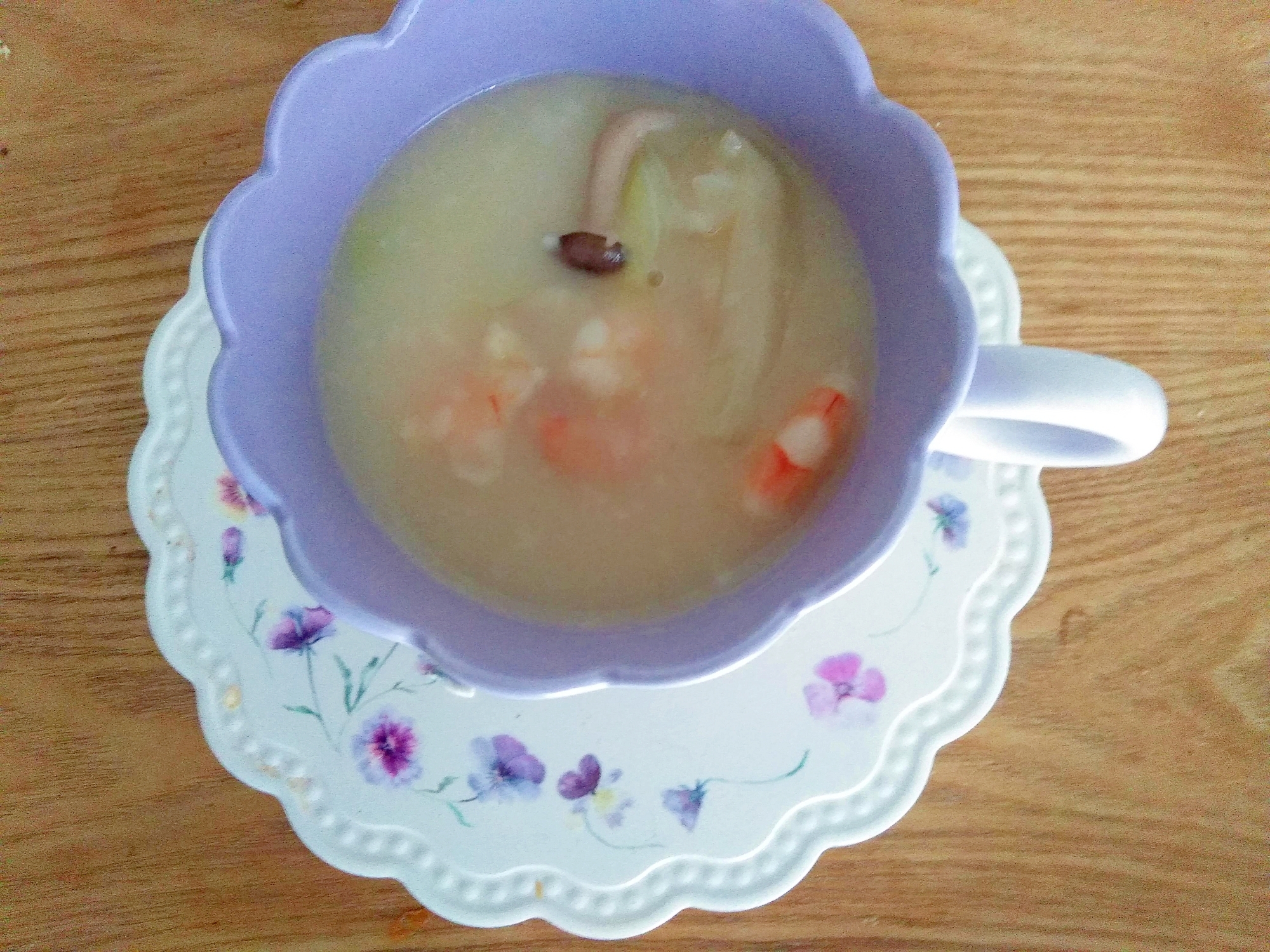 温かい白菜と海老のシチュー