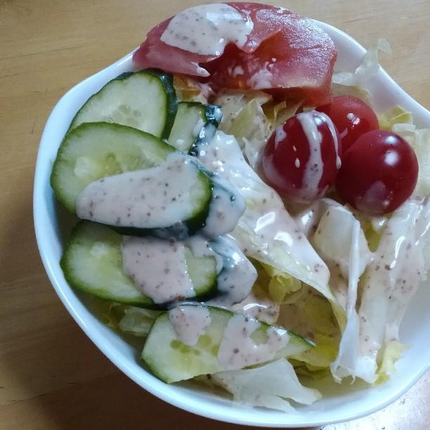 レタスとトマトと胡瓜とプチトマトのサラダ