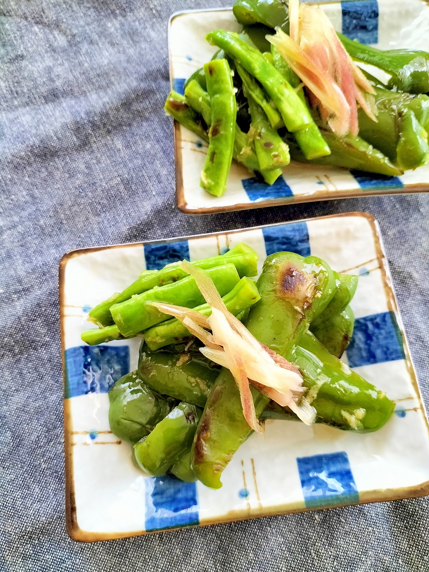 ピーマンといんげんの麺つゆ漬け♪（簡単副菜）