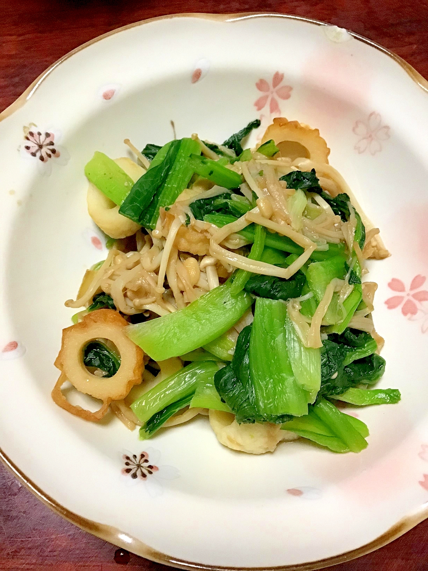 小松菜とエノキと竹輪の煮びたし。