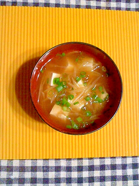 青パパイヤと豆腐の味噌汁♪