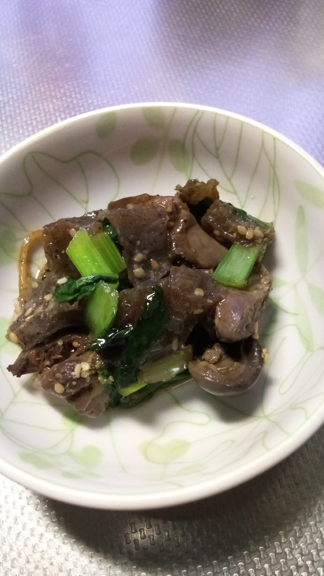 簡単☆レバーと蒟蒻と小松菜の炒め物