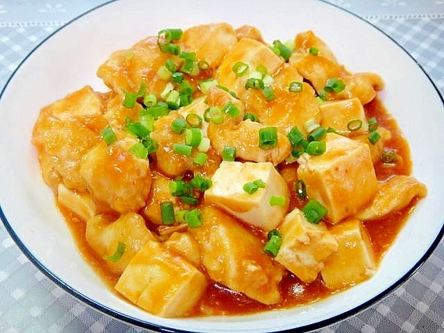 海老チリ風♡鶏むね肉と豆腐のピリ辛ケチャップ炒め