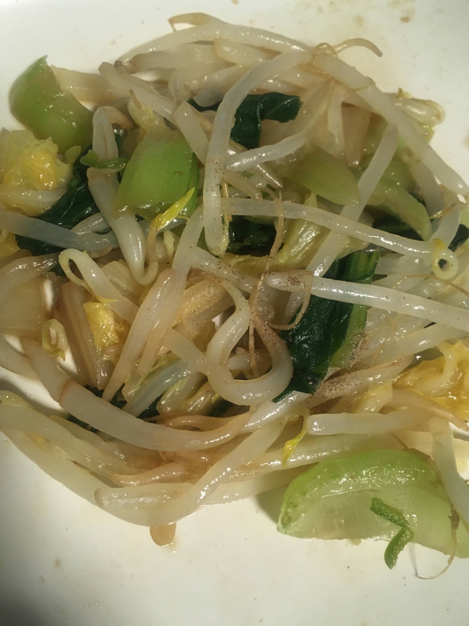 白菜、チンゲン菜のモヤシ炒め
