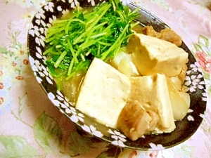 ホッコリ❤木綿豆腐と鶏肉と豆苗煮❤
