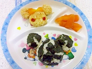 幼児プレート ミッキーおにぎりとミニーコロッケ レシピ 作り方 By へんてこぽこりんママ 楽天レシピ