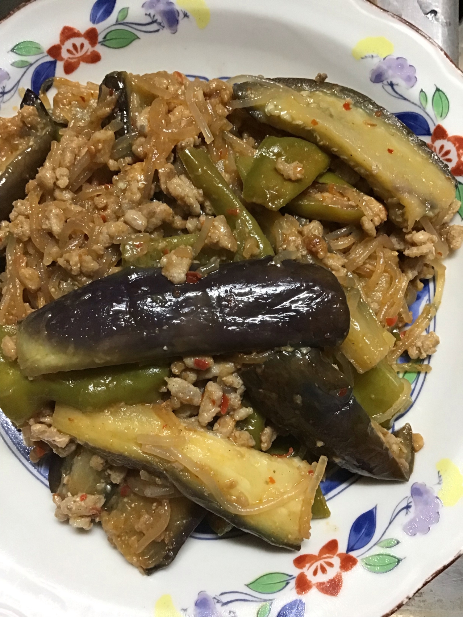 茄子と春雨の豆板醤炒め