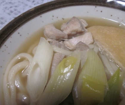 春菊と鶏肉のあったかうどん