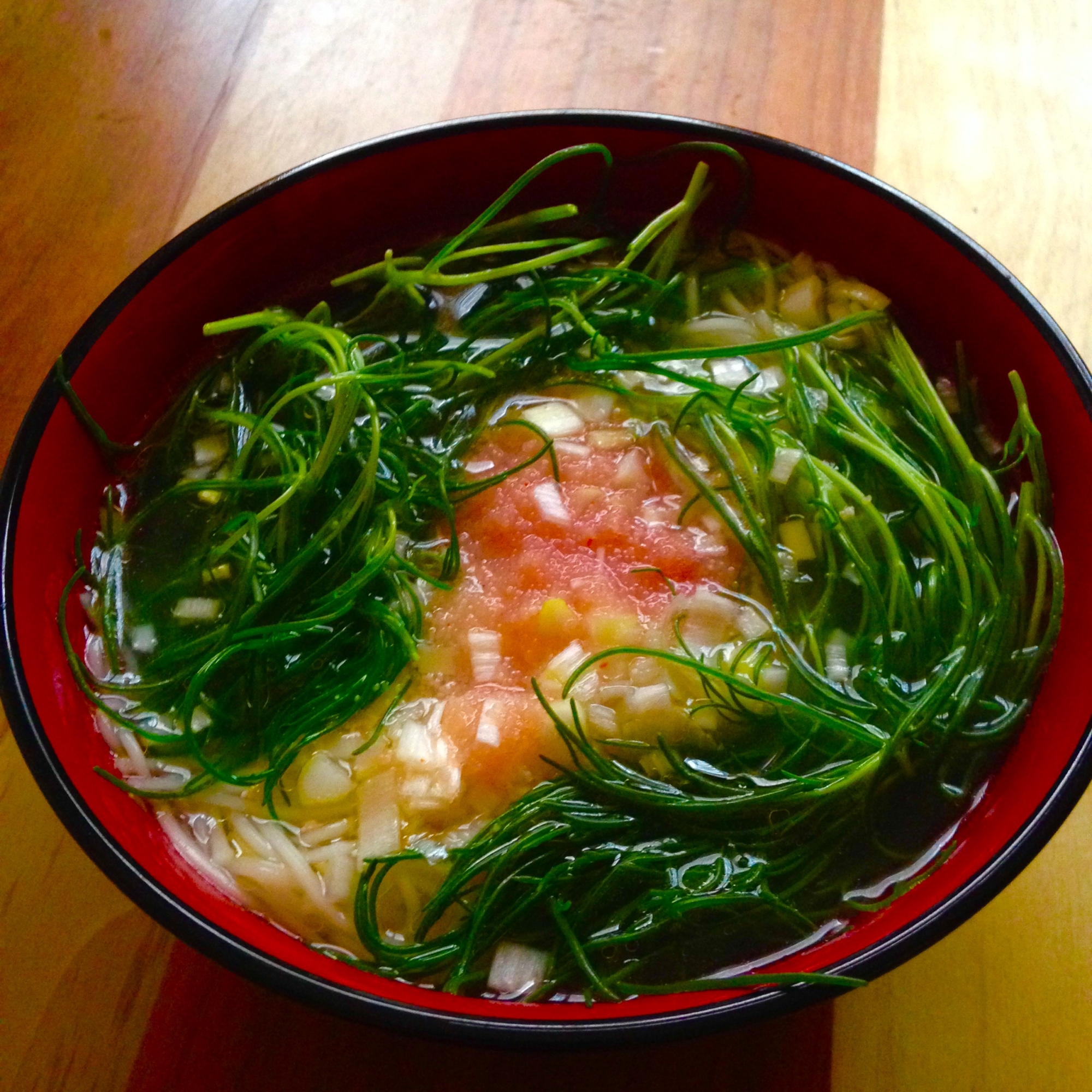 おかひじきと明太子のシャキシャキにゅうめん♪