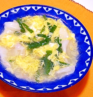 餃子の皮で作る☆ワンタン風スープ