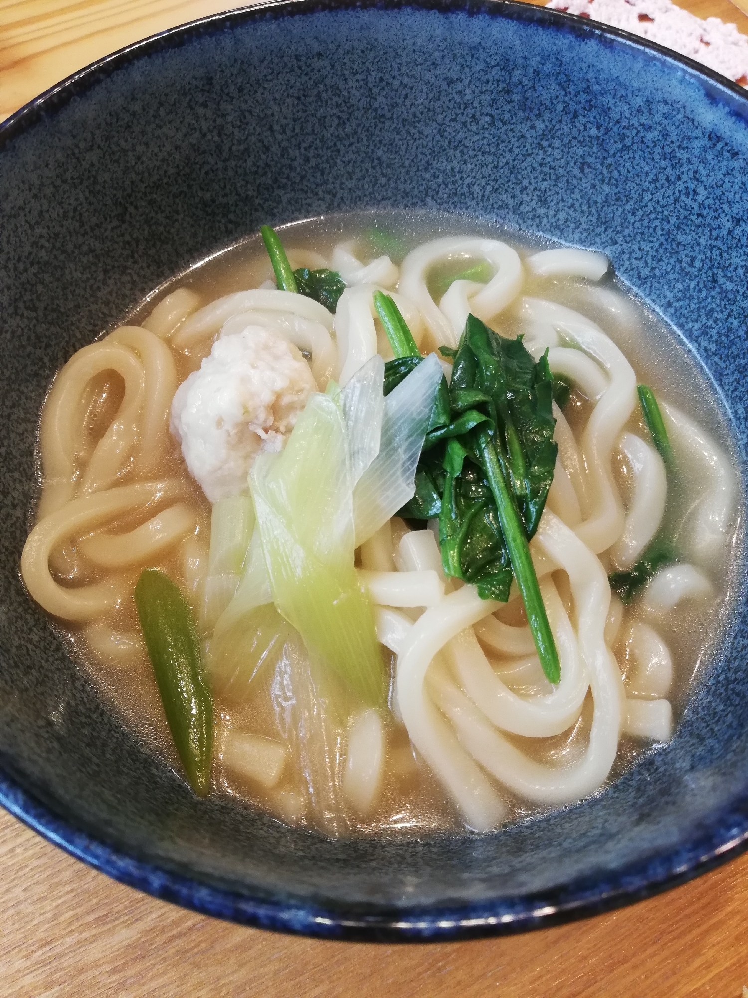 鶏団子と葱うどん