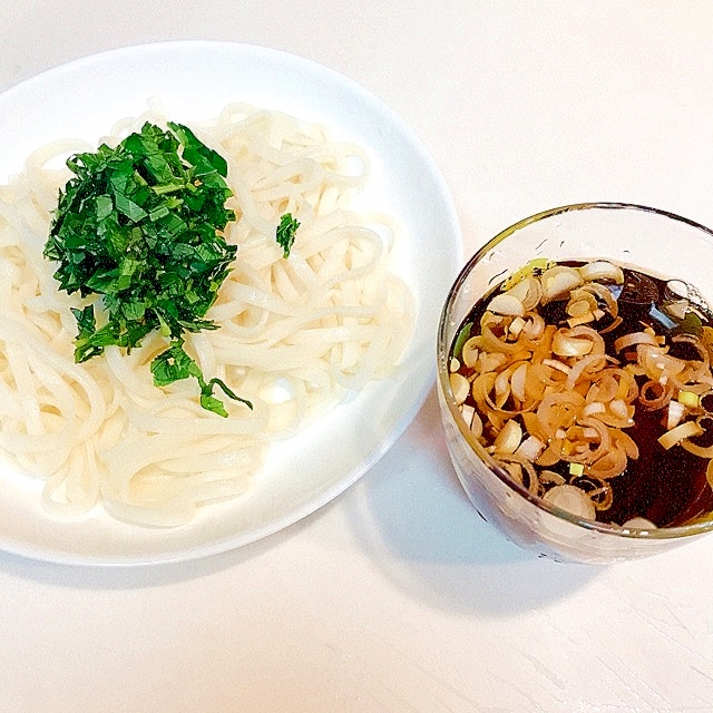 ランチにどうぞ♪モロヘイヤのつけうどん