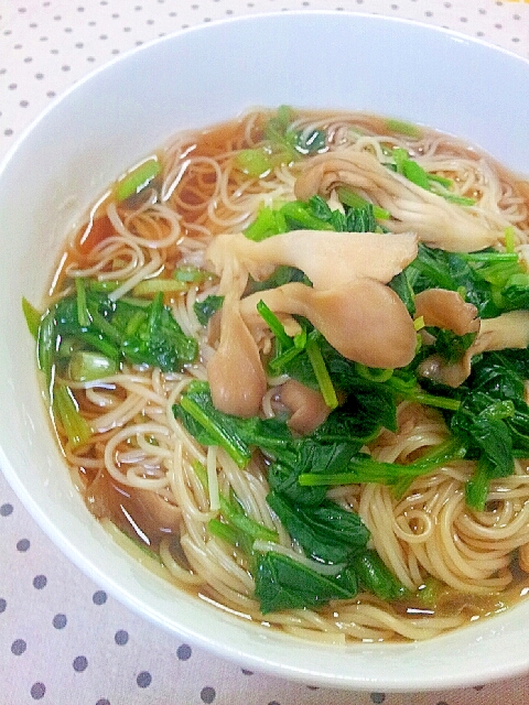 温かい素麺✿ほうれん草と舞茸のにゅうめん❤